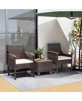 Patio Dining Chairs with Acacia Wood Armrest and Heavy Duty Metal Frame-2 Pieces