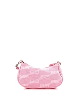 Pre-Owned Balenciaga Mini Le Cagole Giant Studs Shoulder Bag Bb Monogram Denim