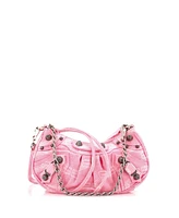 Pre-Owned Balenciaga Mini Le Cagole Giant Studs Shoulder Bag Bb Monogram Denim