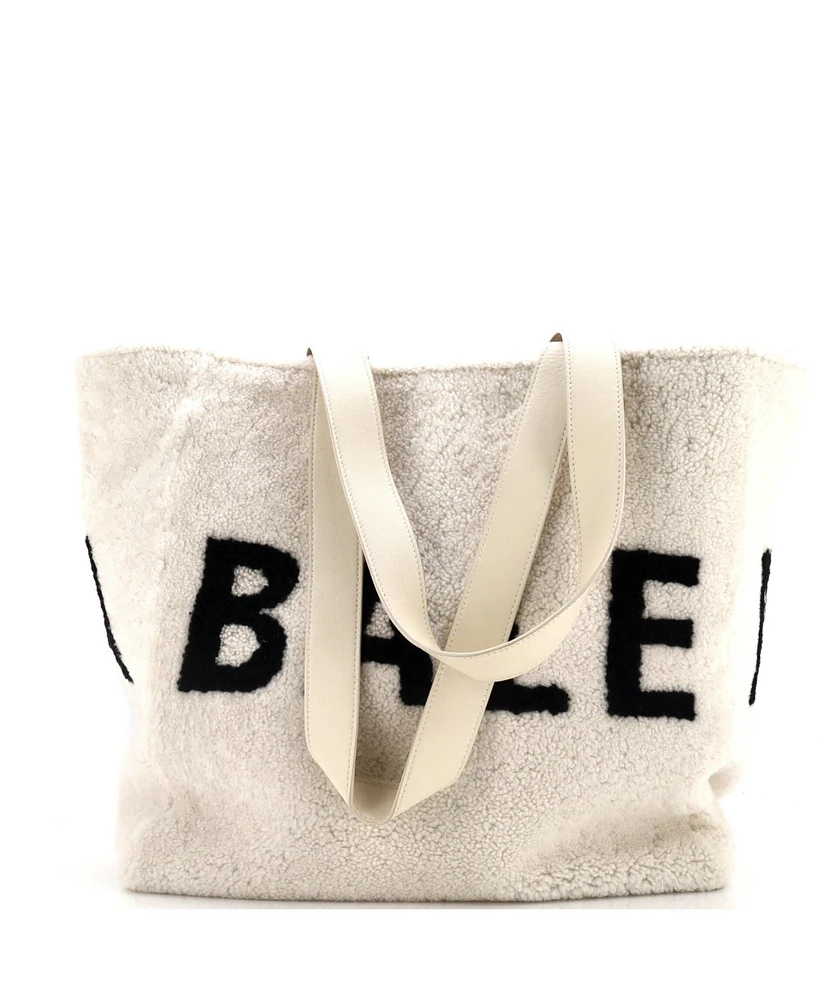 Pre-Owned Balenciaga Large Logo Tote Shearling