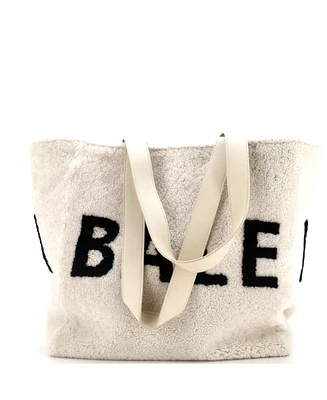 Pre-Owned Balenciaga Large Logo Tote Shearling