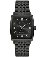 Caravelle Men's Classic Diamond Accent Black-Tone Stainless Steel Bracelet Watch 33mm