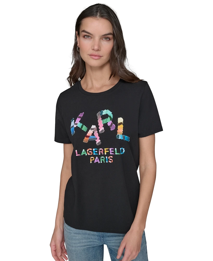 Karl Lagerfeld Paris Women's Paint Graphic T-Shirt