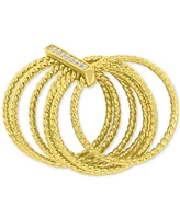 Cubic Zirconia Multilayer Textured Statement Ring 14k Gold-Plated Sterling Silver