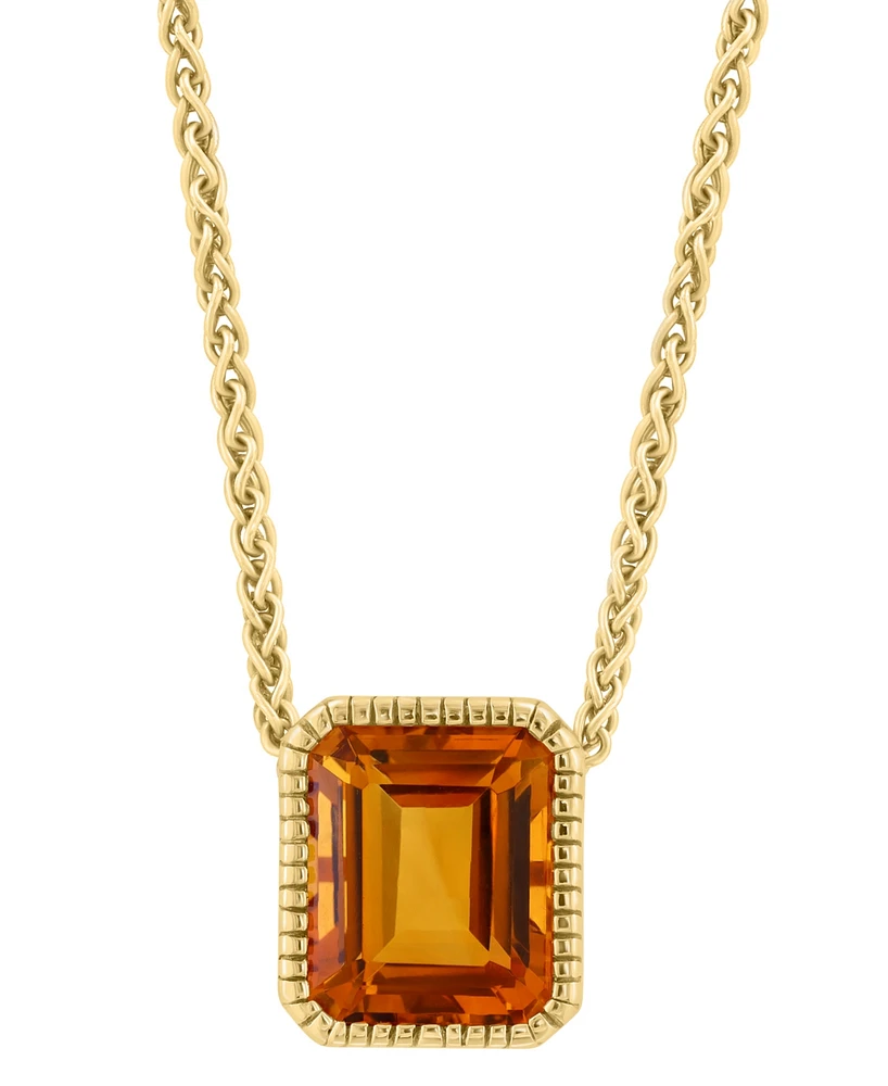 Effy Citrine Pendant Necklace (5-7/8 ct. t.w.) in 14k Gold over Silver, 17" + 1" extender