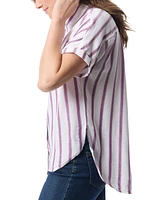 Gloria Vanderbilt Petite Daisy Striped Short-Sleeve Blouse