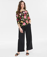 Jm Collection Women's Printed 3/4-Sleeve Top, Exclusively at Macy's