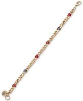 Emily in Paris Gold-Tone Color Crystal Heart Link Bracelet