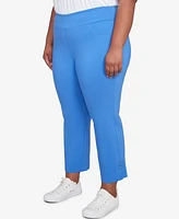 Hearts Of Palm Plus It Had To Be Blue Solid Tech Stretch Pull On Capri Pants