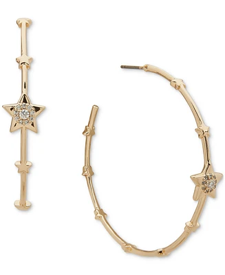 Emily in Paris Gold-Tone Medium Pave Star Hoop Earrings, 1.63"