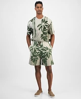 A|X Armani Exchange Men's Drawstring Palm Tree Print 9" Bermuda Shorts