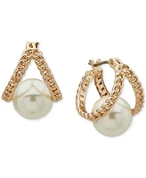 Emily in Paris Gold-Tone Imitation Pearl Small Huggie Hoop Earrings, 0.5"