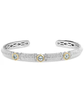 Effy Sky Blue Topaz (1 ct. t.w.) & White Sapphire (1/10 ct. t.w.) Cuff Bracelet in Sterling Silver & 18k Gold
