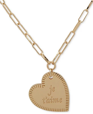 Emily in Paris Gold-Tone Je T'aime Heart Pendant Necklace, 18" + 3" extender
