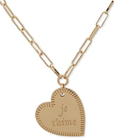 Emily in Paris Gold-Tone Je T'aime Heart Pendant Necklace, 18" + 3" extender