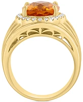 Effy Citrine (4-7/8 ct. t.w.) & Zircon (1/3 ct. t.w.) Statement Ring in 14k Gold over Silver