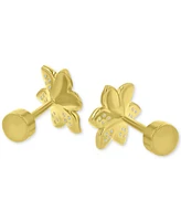 Cubic Zirconia Pave Flower Stud Earrings in 14k Gold-Plated Sterling Silver
