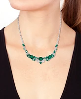 Effy Lab Grown Emerald (13-5/8 ct. t.w.) & Lab Grown Diamond (1-5/8 ct. t.w.) Mixed-Cut 18" Statement Necklace in 14k White Gold