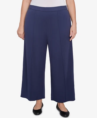 Alfred Dunner Plus Nantucket Pleated Wide Leg Ankle Pants