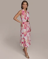 Donna Karan New York Petite Floral-Print Belted Midi Dress