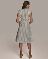 Donna Karan New York Women's Striped V-Neck Dress
