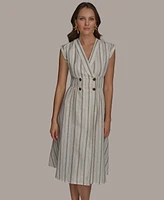 Donna Karan New York Women's Striped V-Neck Dress