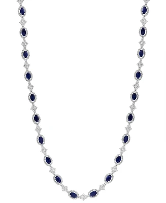 Effy Collection Diamond (1 ct. t.w.) & Sapphire (8-3/4 ct. t.w.) Strand 18" Necklace in Sterling Silver