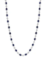 Effy Collection Diamond (1 ct. t.w.) & Sapphire (8-3/4 ct. t.w.) Strand 18" Necklace in Sterling Silver