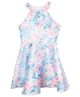 Rare Editions Big Girls Halter Floral Mikado Social Dress