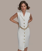 Donna Karan New York Women's Button-Front Chain-Trim Dress