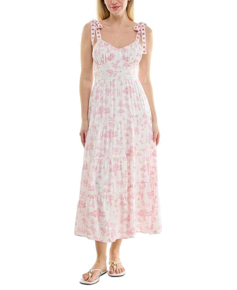 Trixxi Juniors' Toile Tie-Strap Midi Dress