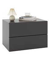 Floating Nightstand with Drawers and Storage Shelf