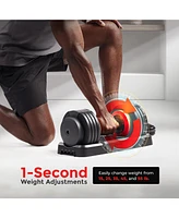 Sunny Health & Fitness Elite Adjustable Dumbbell 55-Pound, Anti-Slip Steel Handle