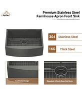 Casainc 33" L x 22" W Farmhouse Stainless Steel Kitchen Sink with Faucet Included