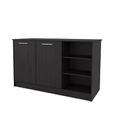 Fm Furniture Red Rock Kitchen Island with 2 Doors and Open Storage, Wengue