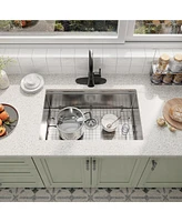 Casainc 30" L x 19" W Drop-in Stainless Steel Kitchen Sink with Faucet Included