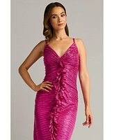 Tadashi Shoji Women's Abby Sequin Ruffle Midi Dress