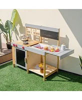 Outdoor Kids Mud Kitchen Set with Detachable Water Box Fun Playset for Toddlers