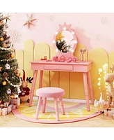Kids Vanity Set with Lighted Mirror, Adjustable Brightness