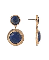 Rachel Rachel Roy Gold Tone and Blue Stone Round Drop Earrings