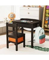Flip-Top Kids Activity Table and Chair Set with Hidden Storage Space Fun Organized Playtime Furniture