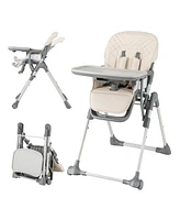 Foldable High Chair with Footrest and Detachable Tray