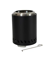 Tabletop Smokeless Fire Pit with Storage Bag and Poker - Triple Burn Pellet or Wood Burning 9.75" H Black