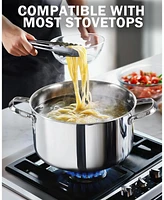 Cooks Standard Multi-Ply Clad Stainless Steel Stock Pot, 12-Quart Pasta Cooking Canning Pot with Lid, Deep Stockpot Large Soup Pot Induction Cookware,