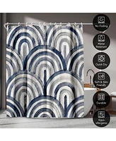 71x74 Blue Abstract Shower Curtain - 100% Polyester - Water-Resistant Bath Curtain