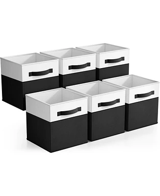 Sorbus 6 Pack 11" Two Tone Foldable Storage Cubes with Handles - Perfect for clothes, toys, books, linens