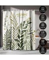 71x74 Floral Eucaliptus Shower Curtain - 100% Polyester - Water-Resistant Bath Curtain