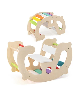 2-in-1 Rocking Horse Arch for Kids Montessori Climbing Toys with Climber