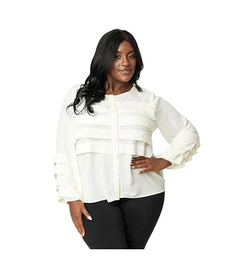 Plus Pleated Front Blouse