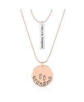 White Gold Plated & 18k Rose Gold Plated Dual Chain Grandma and Bar Pendant Necklace